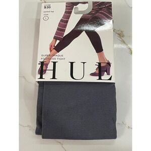 HUE Super Opaque Footless Tights Women Size‎ 1/S-M Control Top Tornado Grey New